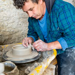 Daniel Boyle at work in his pottery 2019